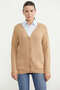 Oversize Buttoned Knitwear Cardigan with Pockets - Camel - 3