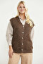 V-Neck Knitwear Vest with Pockets - Milk Coffee - 2