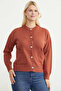 Buttoned Crew Neck Knitwear Cardigan - Tan - 4