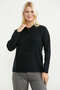 Polo Neck Buttoned Knit Cardigan - Black - 2