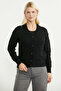 Motifed Buttoned Knitwear Cardigan - Black - 3
