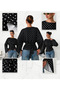 Women's Boat Neck Polka Dot Spanish Sleeve Slit Blouse - 5