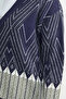 Oversize Patterned Knitwear Cardigan - Navy Blue - 5