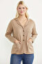 Oversize Pocketed Knitwear Jacket - Beige - 2