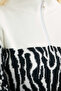 Zebra Patterned Half-Zip Knit Sweater - Bone - 6