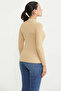 Collar Detailed Ribbed Knit Sweater - Beige - 5