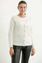 Honeycomb Knit Patterned V-Neck Wool Knitwear Cardigan - Bone - 2