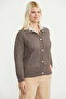 Hole Motif Buttoned Cotton Knitwear Cardigan - Brown - 4