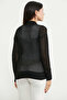Perforated Motif Buttoned Cotton Knitwear Cardigan - Black - 5