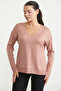 V-Neck Basic Knitwear Sweater - Rose - 3