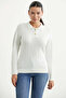Polo Collar Buttoned Knit Sweater - Bone - 3
