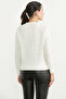 Honeycomb Knit Patterned V-Neck Wool Knitwear Cardigan - Bone - 5