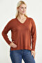 V-Neck Basic Knit Sweater - Tile - 5