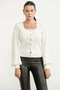 Button Detailed Square Collar Knitwear Cardigan - Bone