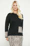 Patterned Combination Skirted Knitwear Set - Black - 2