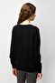 Women's Crew Neck Diamond Pattern Floral Embroidered Knitwear Sweater Black - 5