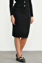 Elastic Waist Knee Length Knitwear Skirt - Black - 5