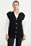 V-Neck Knitwear Vest with Pockets - Black - 4