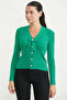 Pearl Buttoned Bow Detailed Knitwear Cardigan - Green - 3