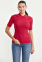 Ribbed Short Sleeve Knit Sweater - Red - 3
