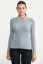 Collar Detailed Ribbed Knit Sweater - Gray - 3