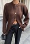 Women's Brown Button Detailed Ultra Soft Premium Knitwear Cardigan - 7