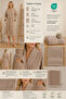 Eldy Women's Bathrobe Set 4 Pieces, 100% Cotton Certified Striped Shawl Collar Women's Bathrobe Set - Beige - 5