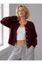 Crew Neck Buttoned Textured Knit Patterned Long Sleeve Cropped Knitwear Cardigan Aw26Hi0021 - 2