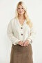 Sleeve Cuff Detailed Knitwear Cardigan - Light Beige