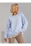 Crew Neck Lace Hem Detailed Off-Shoulder Oversize Long Sleeve Knitwear Sweater Aw26Kz00036 - 4