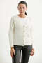 Honeycomb Knit Patterned V-Neck Wool Knitwear Cardigan - Bone - 3