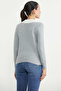 Collared Baklava Motif Knit Sweater - Light Gray - 5