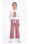 Top Front Printed Full-Printed Bottom Belt Polka Dot Full-Printed Girls' Top and Bottom Tracksuit Set - 3