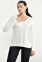 V-Neck Basic Knit Sweater - Bone - 3