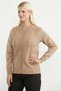 Metal Button Motif Detailed Knitwear Cardigan - Beige - 3