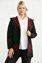 Woolen Double Color Thick Knitwear Jacket - Black - Burgundy