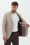 Gedson Men's Beige Linen Look Slim Fit Slim Fit Spring-Summer Sports Blazer Jacket - 5