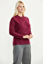 Polo Collar Buttoned Knitwear Cardigan - Claret Red - 3