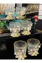 6 Pieces Gold Flower Bronze Metal Footed Coffee or Turkish Delight Bowl with Presentation Bowl - 7