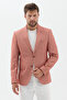 Gonca Men's Orange Polyviscon Fabric Pointed Collar Slim Fit Sports Blazer Jacket