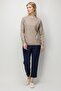 Women's Crew Neck Diamond Pattern Knit Sweater Mink - 2