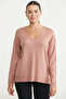 V-Neck Basic Knitwear Sweater - Rose