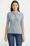 Button Detailed Short Sleeve Knitwear Sweater - Gray - 2