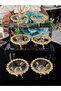 6 Pieces of Crystal Stone Gold Casting Circle Shape Coffee Cup Holder, Turkish Delight Cup Holder - 3
