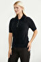 Polo Collar Soft Textured Knit Sweater - Black - 3