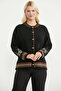 Wool Buttoned Thick Knit Cardigan - Black