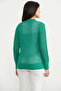 Perforated Motif Buttoned Cotton Knitwear Cardigan - Green - 5