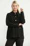 Woolen Stand Collar Knitwear Jacket - Black - 3