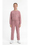 Ribbon Printed Girls' Top and Bottom Tracksuit Set