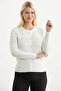 Perforated Motif Buttoned Knitwear Sweater - Bone - 2